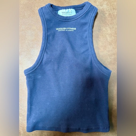 VANQUISH FITNESS | DENIM BLUE | REJUVENATE CROPPED TANK TOP | WOMEN'S SIZE M - Picture 2 of 5